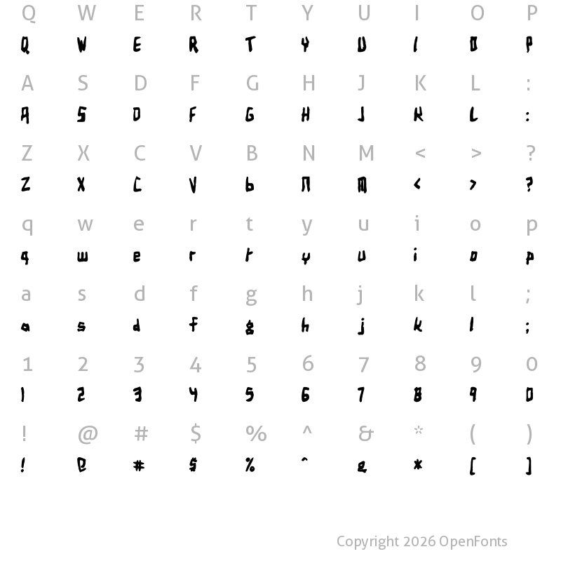 Character Map of Birdland Aeroplane Bold