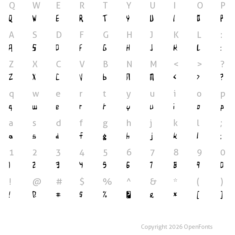 Character Map of Birdland Aeroplane Regular