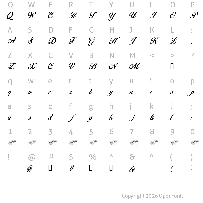 Character Map of Birds of Paradise Regular