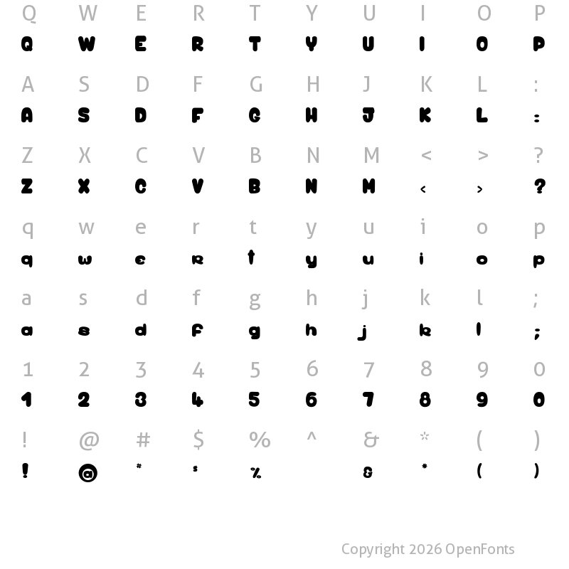 Character Map of Birdy Game_PersonalUseOnly Regular