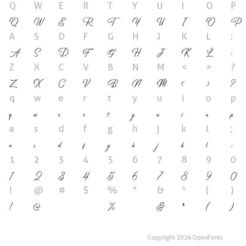 Character Map of Birmingham Script DEMO Regular