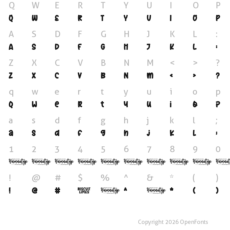 Character Map of Biscuit Limes Personal Use Regular