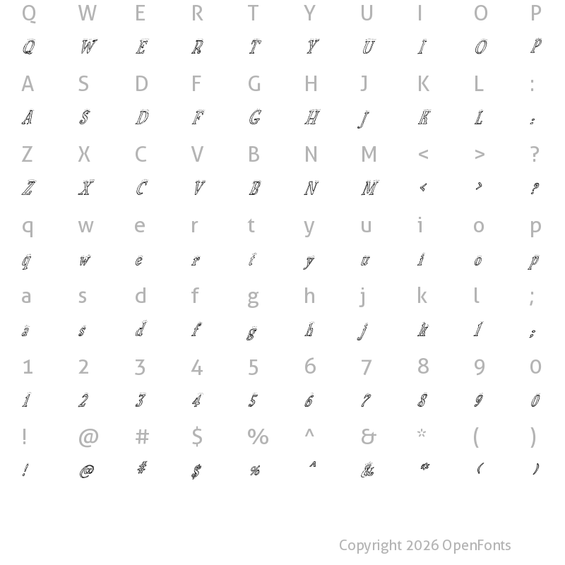 Character Map of Biscuit Made Italic