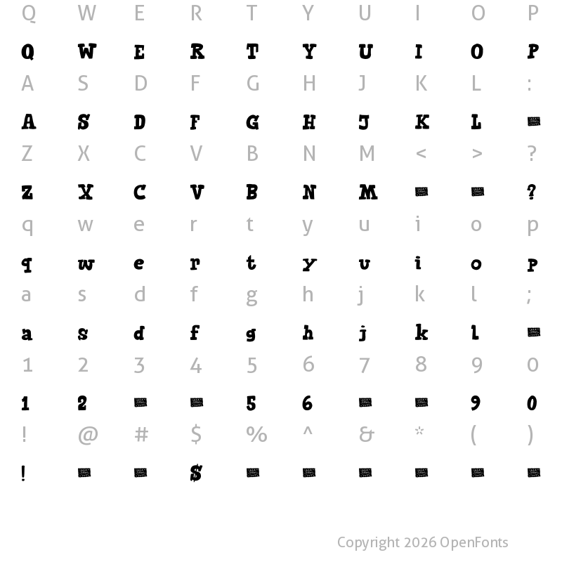 Character Map of Biscuits And Spam DEMO Regular