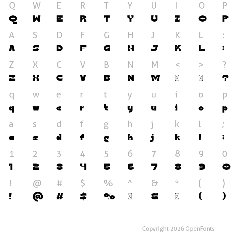 Character Map of Bisten Regular