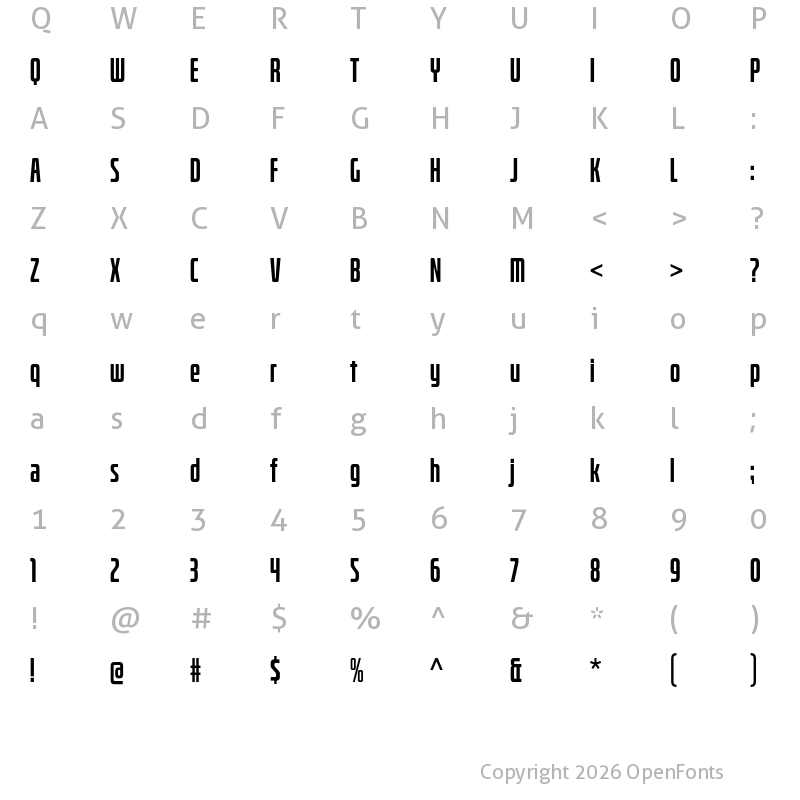 Character Map of Bitcrusher Condensed Bold