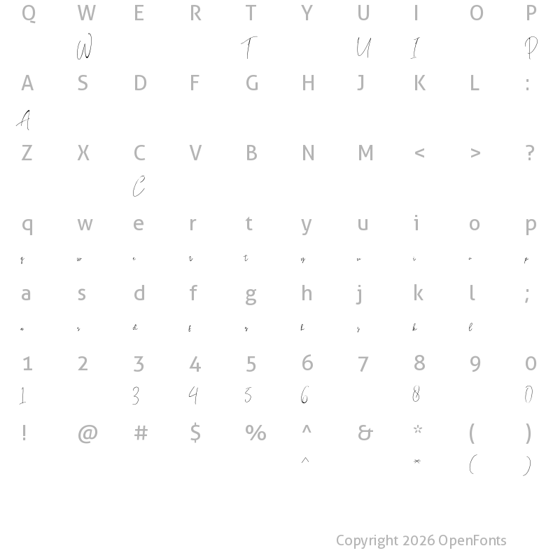 Character Map of BitlameroScript-Regular ?