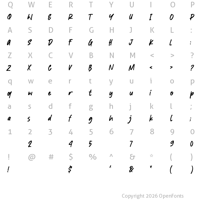 Character Map of Bitter Kiss Regular