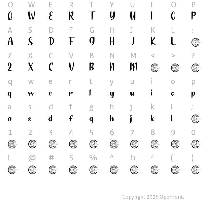 Character Map of Bitter Pastry Demo Regular
