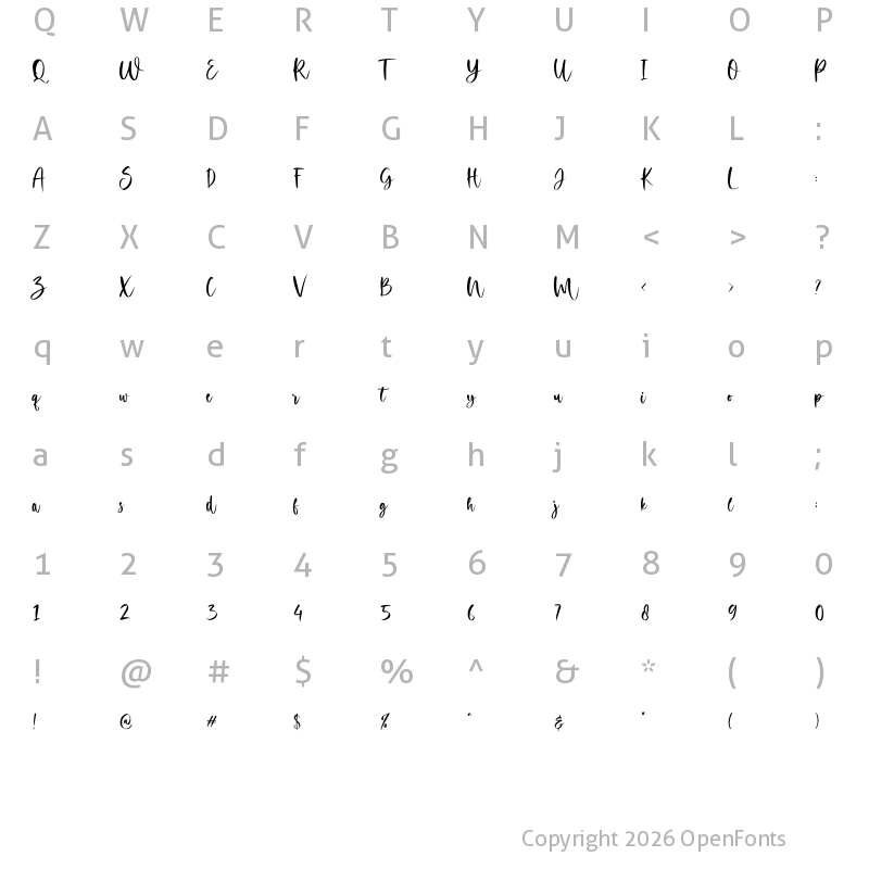 Character Map of Bitteraty Regular