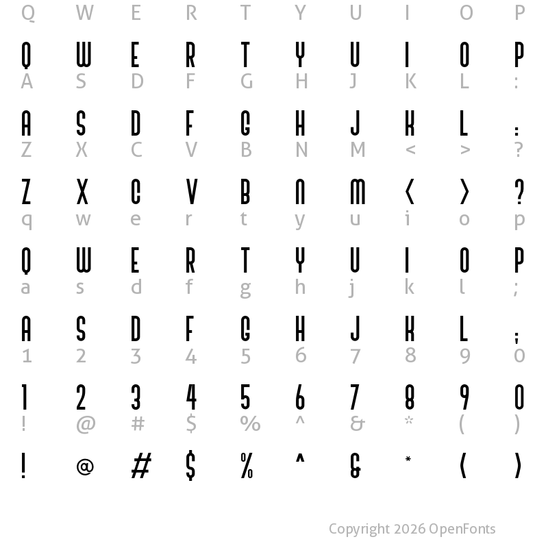 Character Map of Bivoac Regular