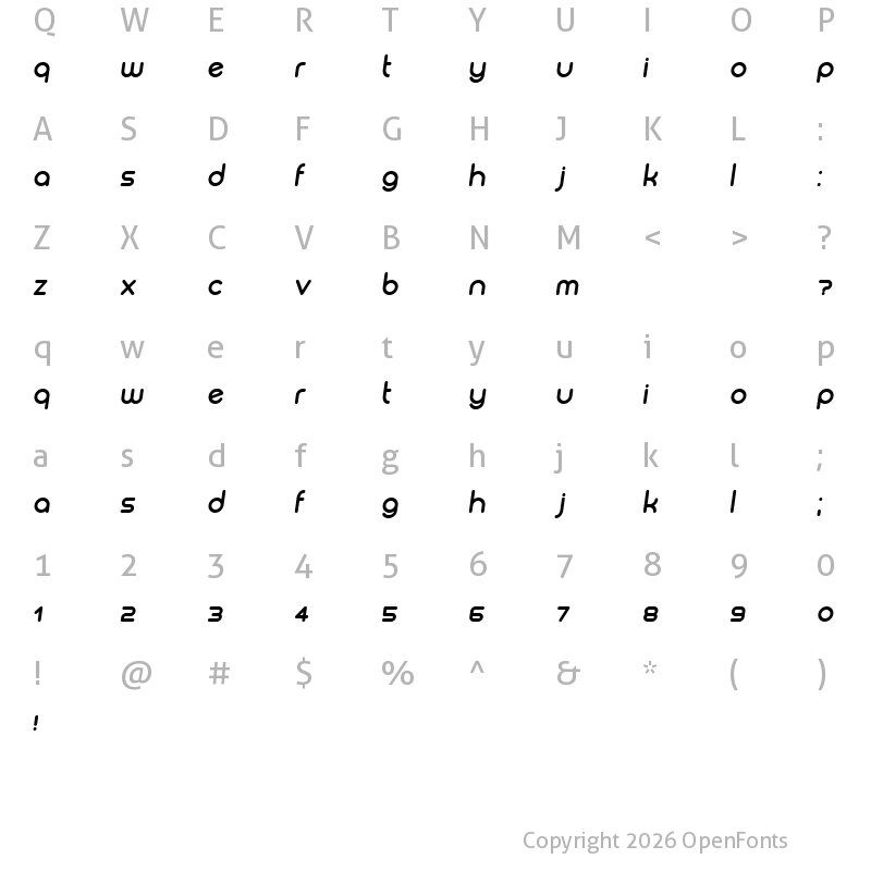 Character Map of Biysk Bold Italic