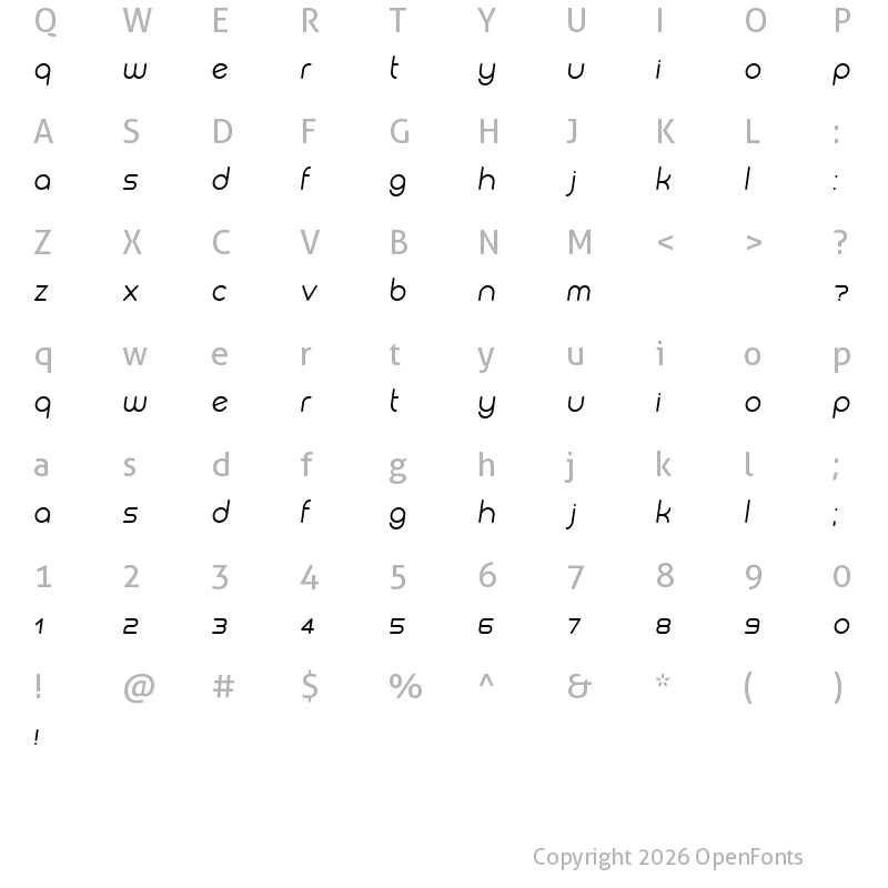 Character Map of Biysk Italic
