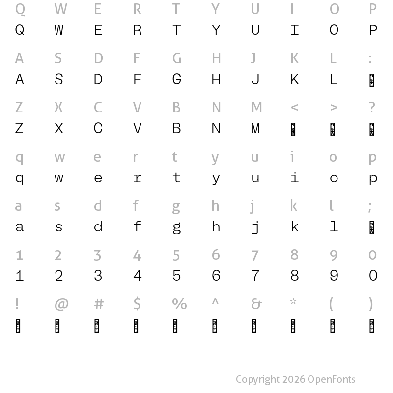 Character Map of BL Melody Mono Light
