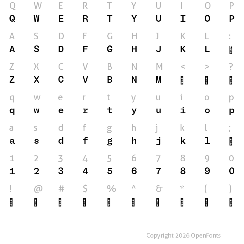 Character Map of BL Melody Mono Medium