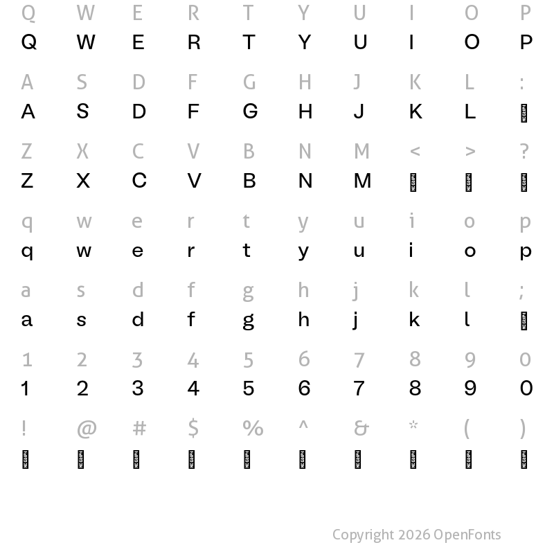 Character Map of BL Melody Regular