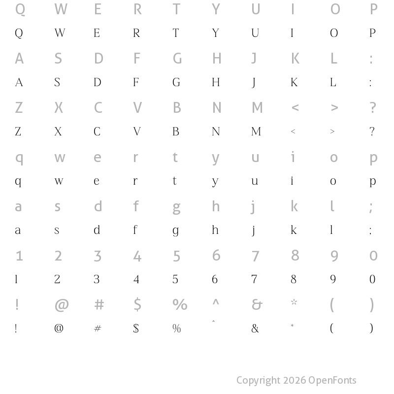 Character Map of Blacindy Regular
