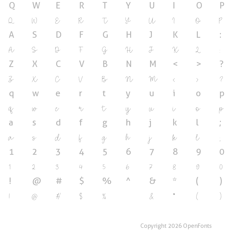 Character Map of Black Almond Regular