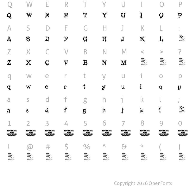 Character Map of Black Asylum Regular