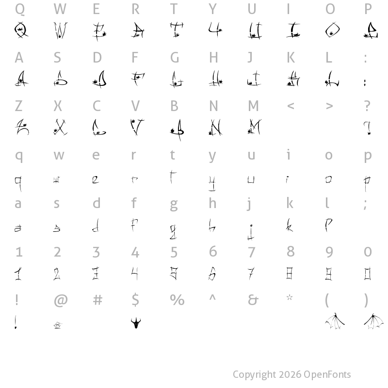 Character Map of Black Dragon Regular