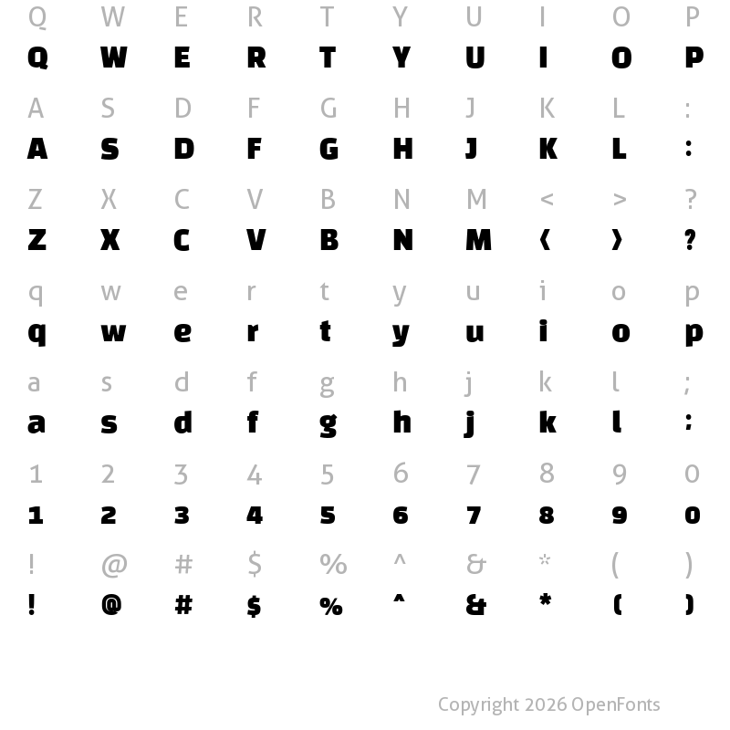 Character Map of Black Han Sans Regular