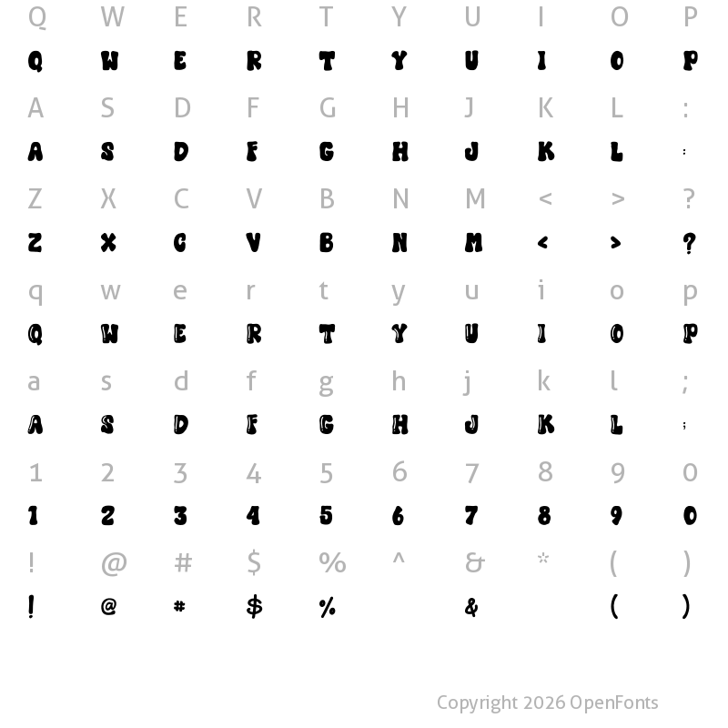 Character Map of Black Hulk Regular