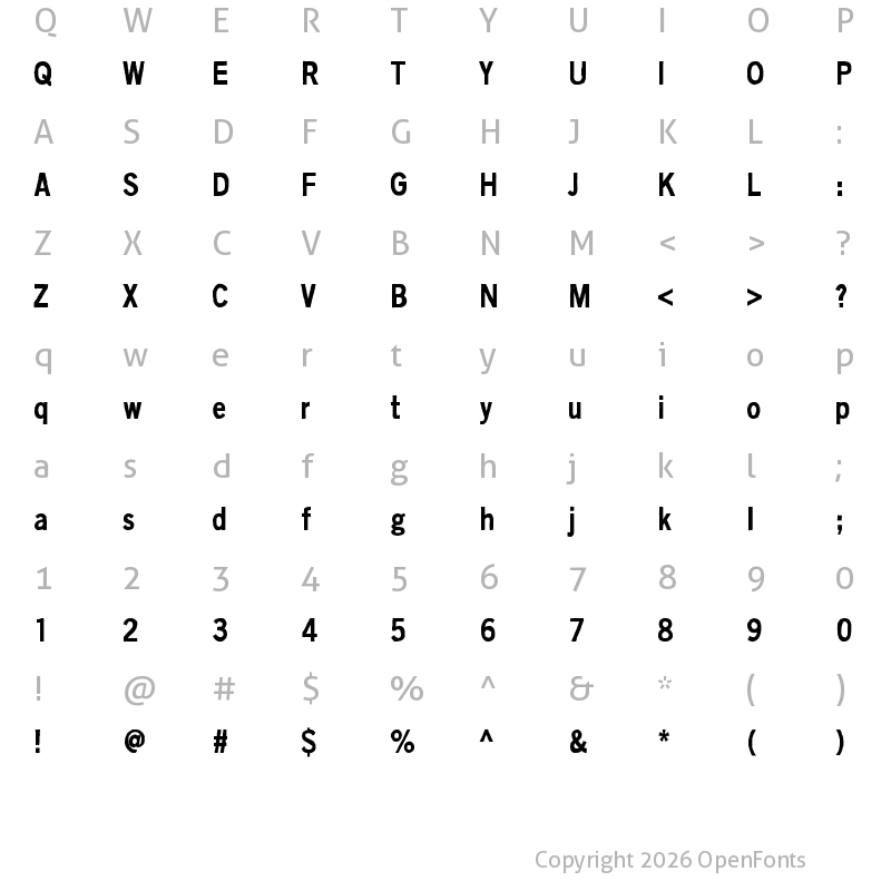 Character Map of Black is not a color Regular