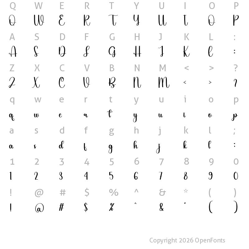 Character Map of Black Line Regular