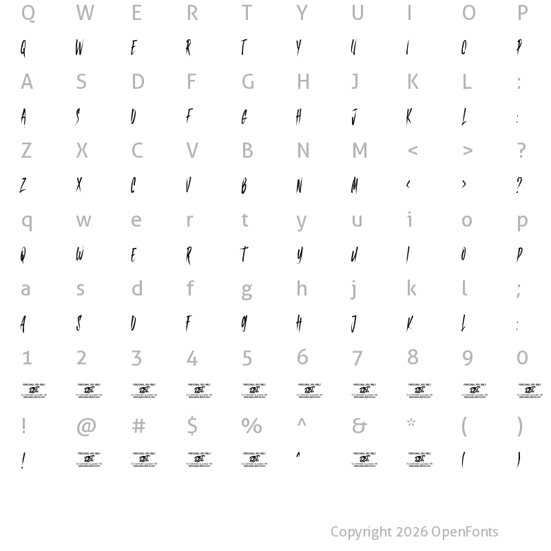 Character Map of Black Memory Regular