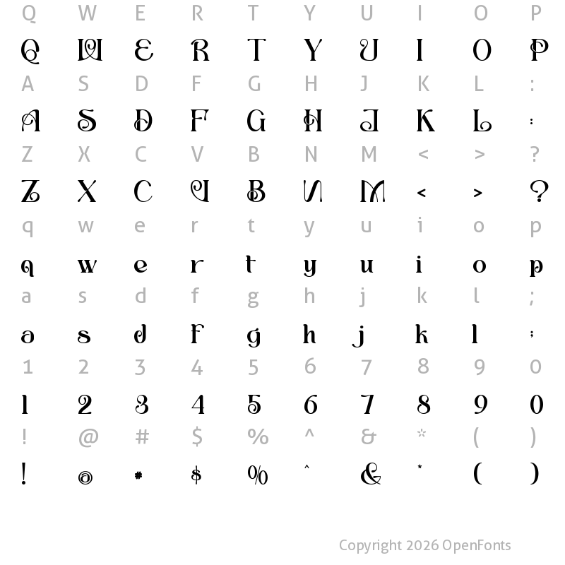 Character Map of Black Oldest - Personal use Regular