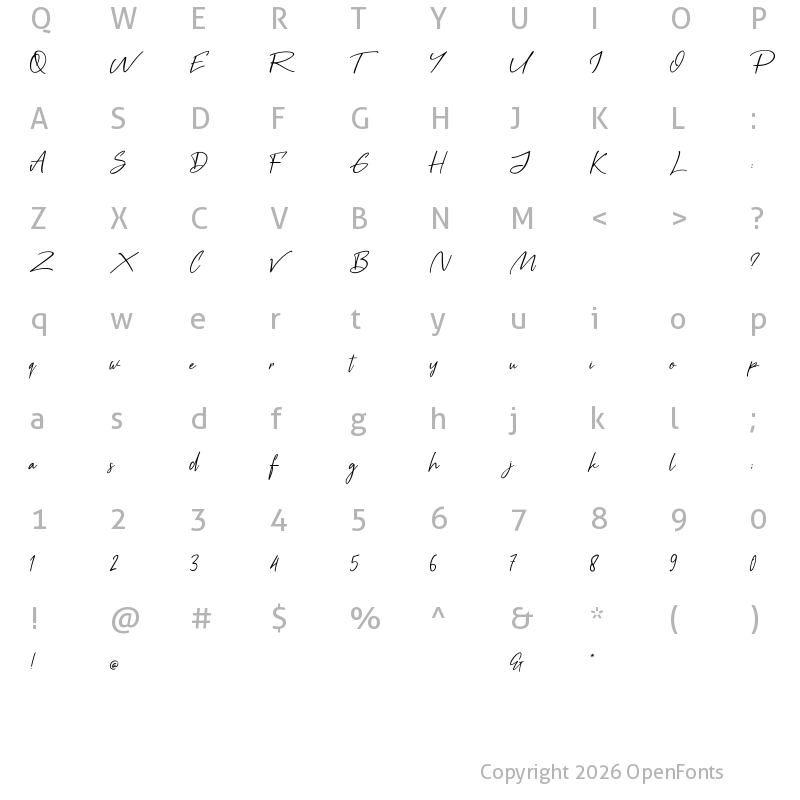 Character Map of Black Pen Regular