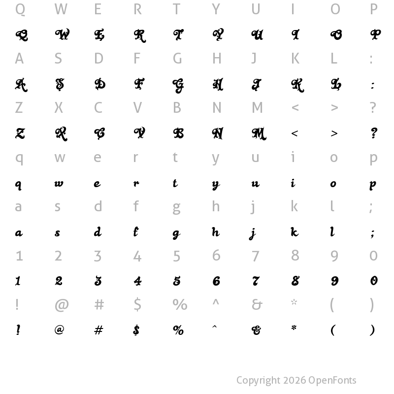 Character Map of Black Rose Regular