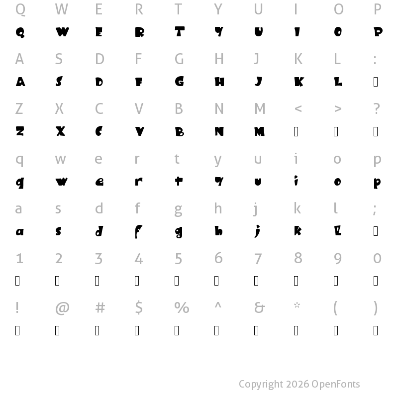 Character Map of Black Ruby One Regular