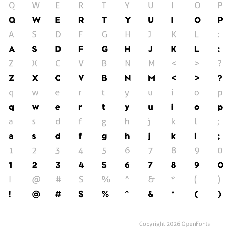 Character Map of Black Sans Bold