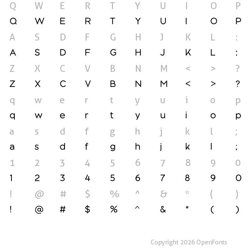 Character Map of Black Sans Regular