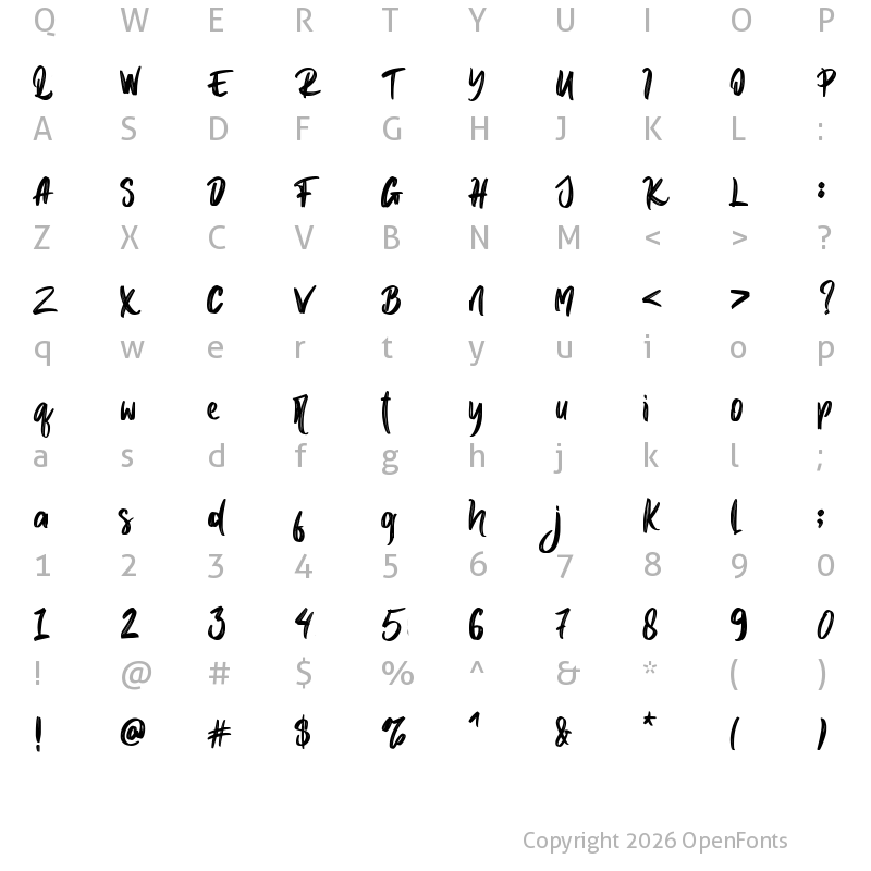 Character Map of Black Spartan - personal use Regular