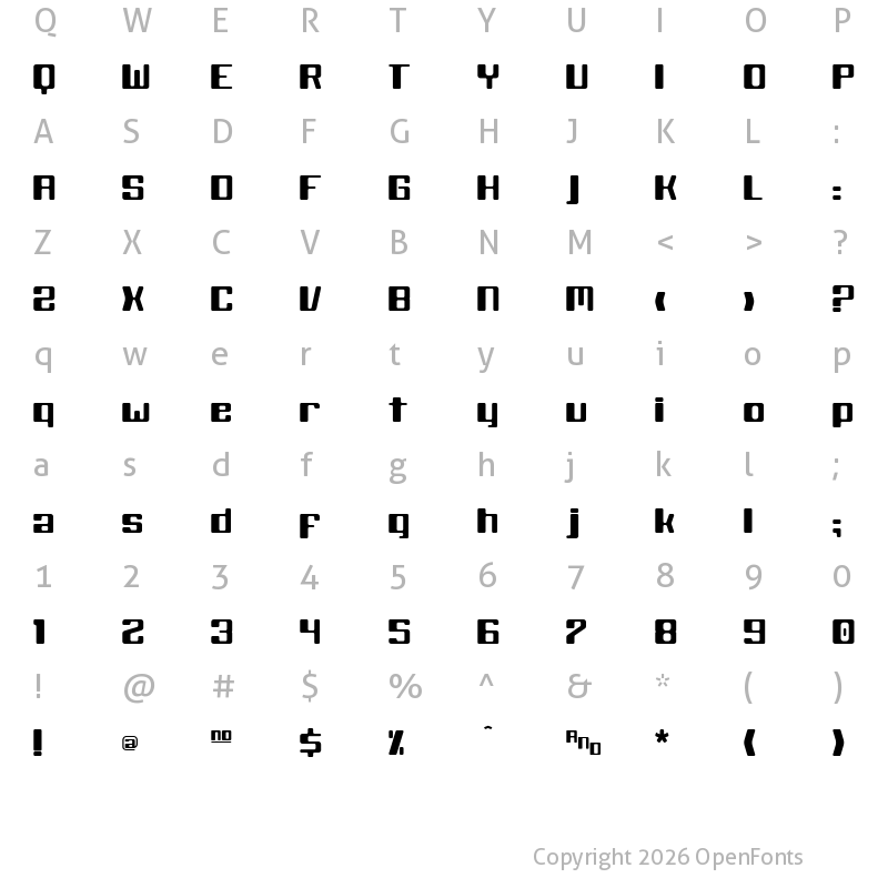 Character Map of Black Wolf Regular