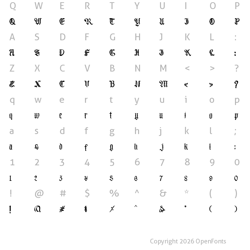 Character Map of Blackburr Regular