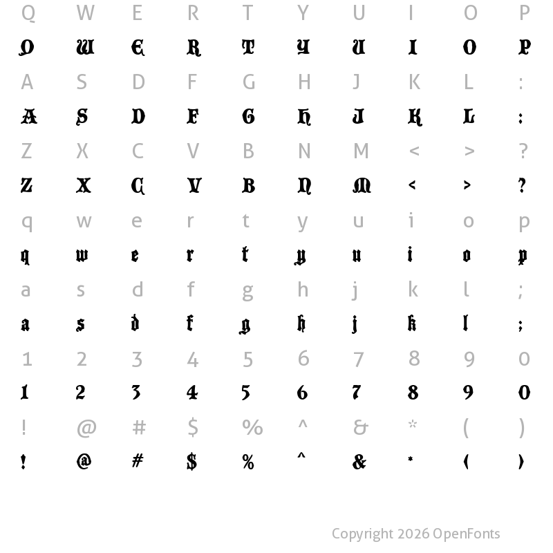 Character Map of BlackCastleMF Regular