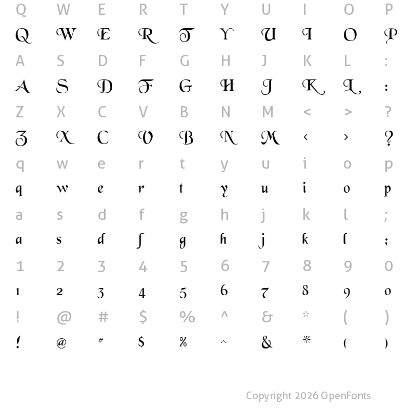 Character Map of BlackChancery Regular