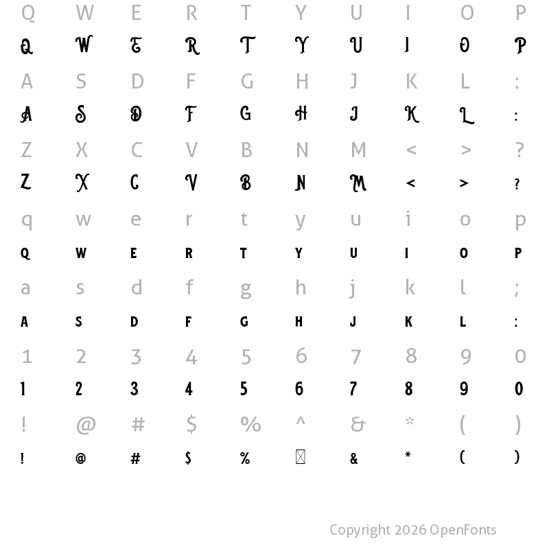 Character Map of Blackford Regular