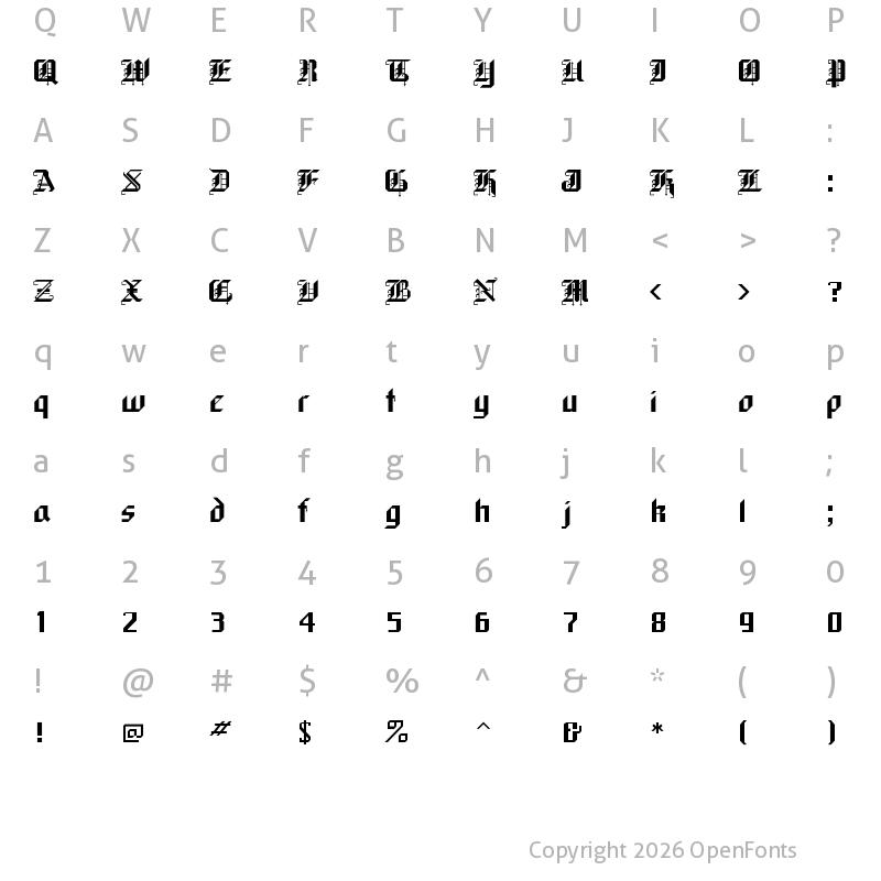 Character Map of BlackForest Regular