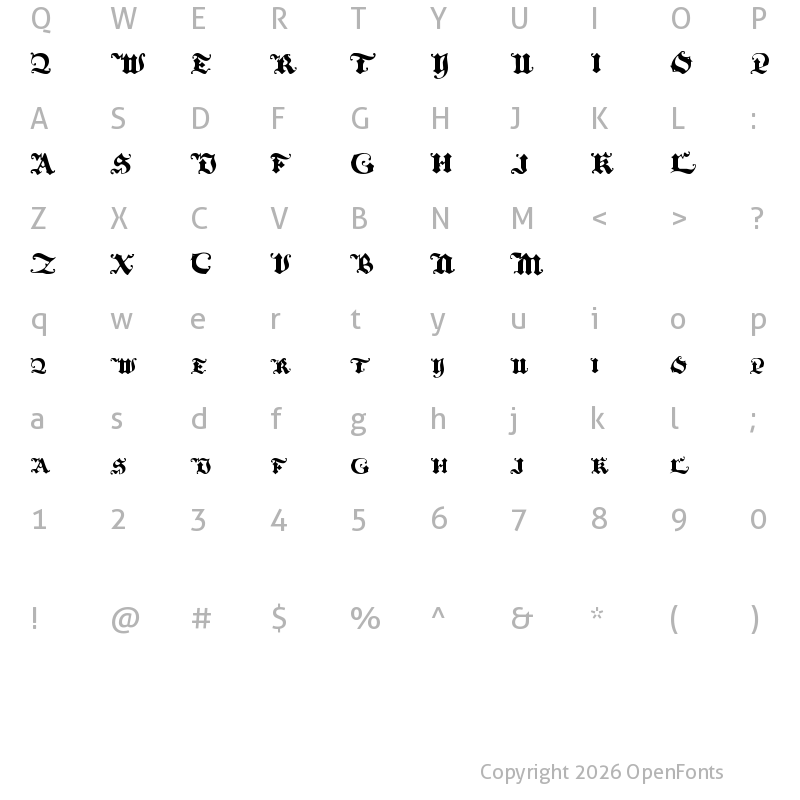 Character Map of BlackInitialText Regular