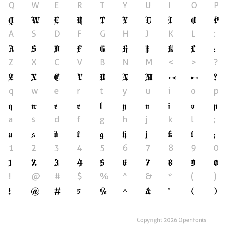 Character Map of Blackletter ExtraBold