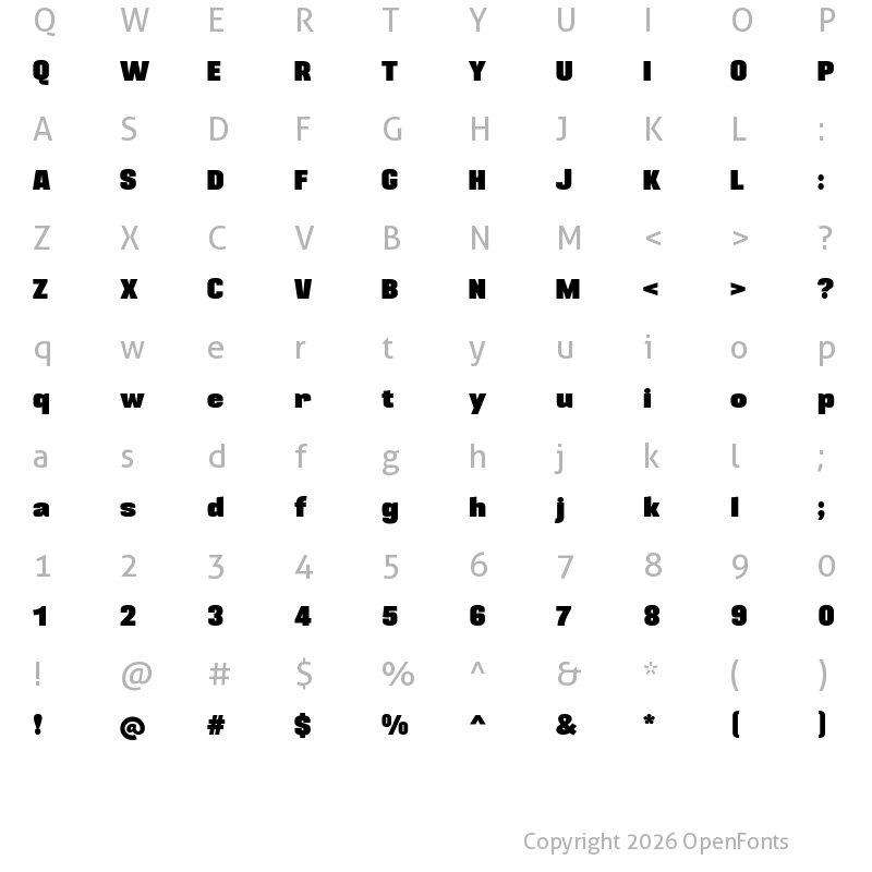 Character Map of BLACKPLOTAN Regular
