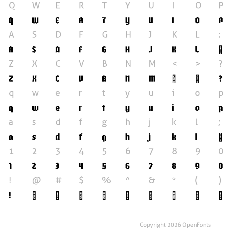 Character Map of BlackRock Free Normal