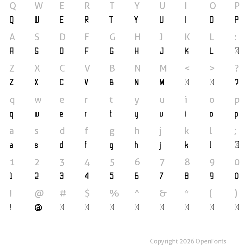 Character Map of Blackrough Demo Regular
