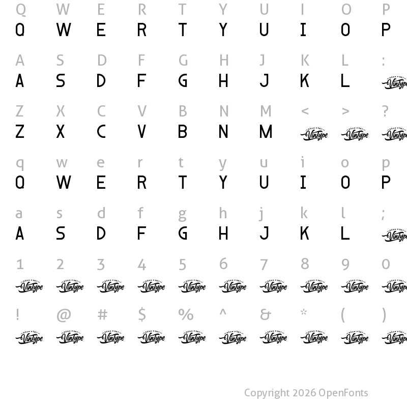Character Map of Blackshear Script