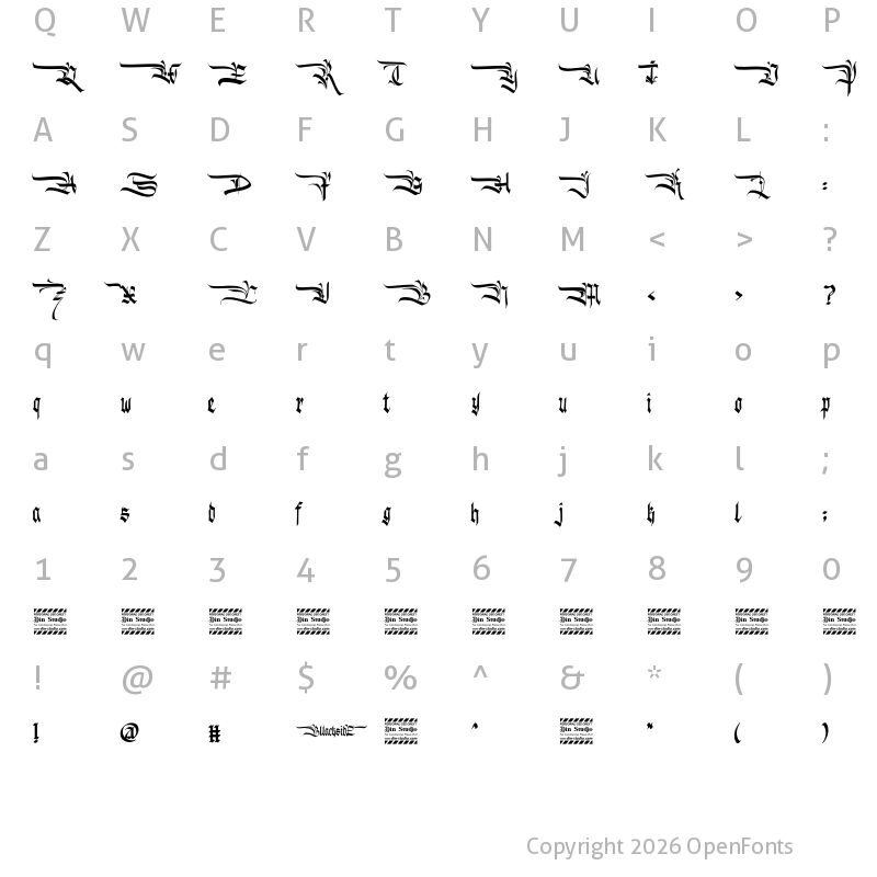 Character Map of Blackside Personal Use Regular