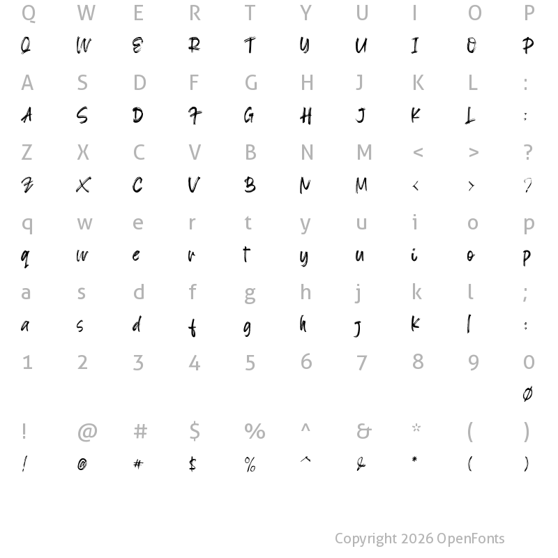 Character Map of Blacksign Regular